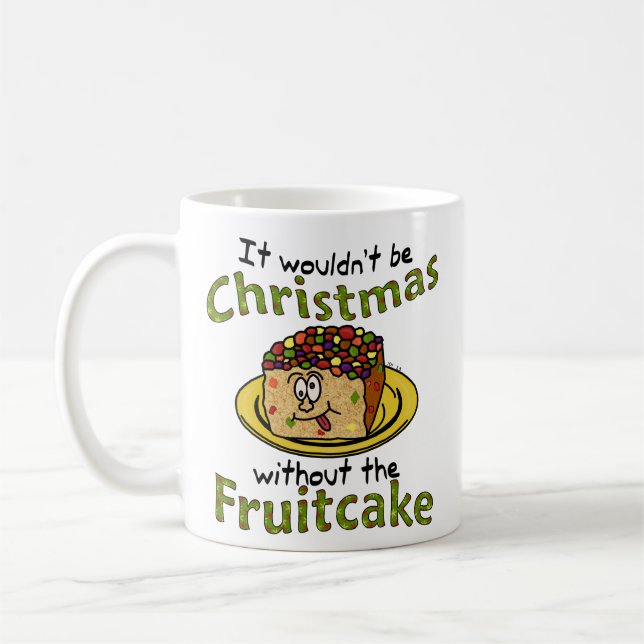 Lustiger WeihnachtsCartoon-Fruchtkuchen Kaffeetasse (Links)