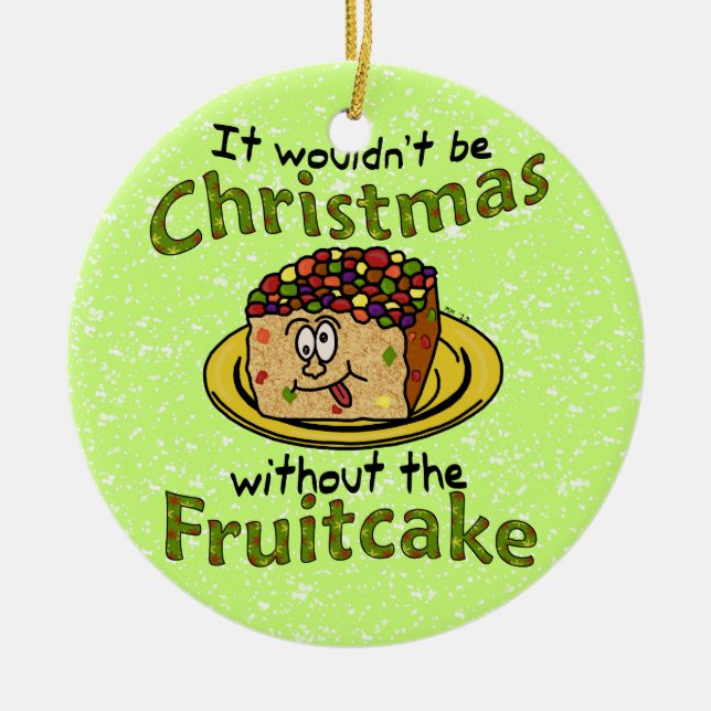 Lustiger WeihnachtsCartoon-Fruchtkuchen Keramikornament (Vorne)