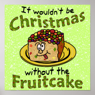Lustiger WeihnachtsCartoon-Fruchtkuchen Poster