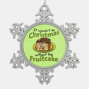 Lustiger WeihnachtsCartoon-Fruchtkuchen Schneeflocken Zinn-Ornament