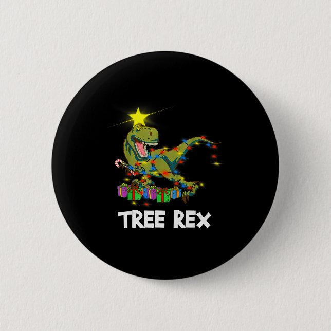 Lustiger Weihnachtsdinosaurier Baum Rex Männer Fra Button (Vorderseite)