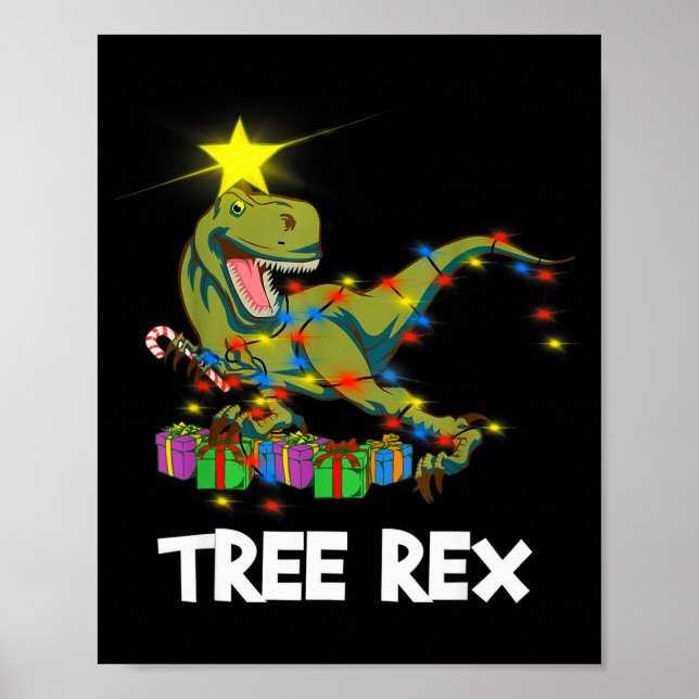 Lustiger Weihnachtsdinosaurier Baum Rex Männer Fra Poster (Vorne)