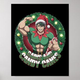 Lustiger Weihnachtself-Gym-Workout-Gewinne und Can Poster