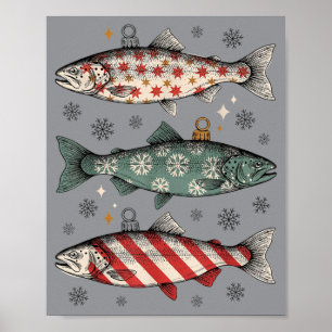 Lustiger Weihnachtsfisch hässlicher Sweater Zucker Poster