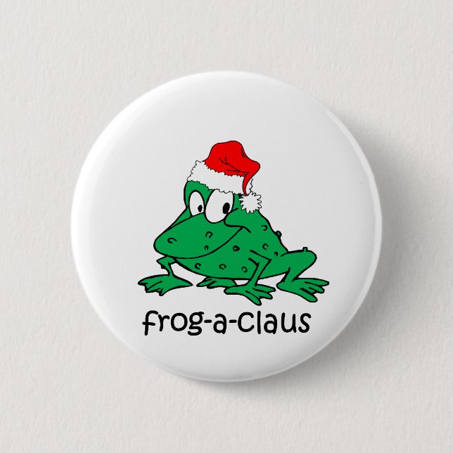 Lustiger Weihnachtsfrosch Button (Vorderseite)