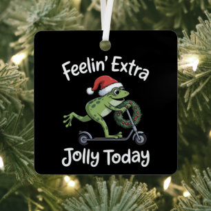 Lustiger Weihnachtsfrosch fühlt sich heute besonde Ornament Aus Metall