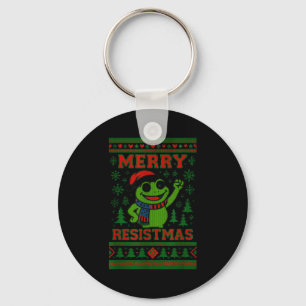Lustiger Weihnachtsfrosch-Meme Resistmas-Feiertags Schlüsselanhänger