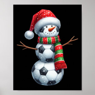 Lustiger Weihnachtsfußball Schneemann Poster