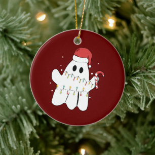 lustiger Weihnachtsgeist, Geist mit Weihnachtslamp Keramik Ornament
