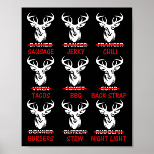 Lustiger Weihnachtshirsch-Bogenjagd-Weihnachtsmann Poster
