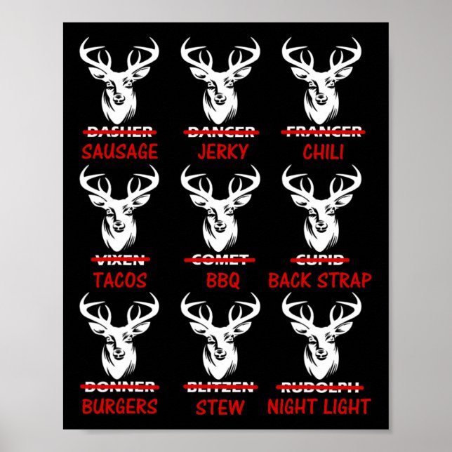 Lustiger Weihnachtshirsch-Bogenjagd-Weihnachtsmann Poster (Vorne)