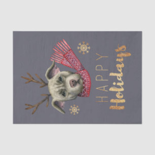 Lustiger Weihnachtshund mit den Geweihen   frohe Seidenpapier