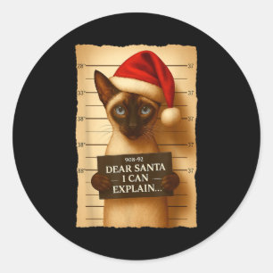 Lustiger Weihnachtskatze- Süße siamesische Santa H Runder Aufkleber