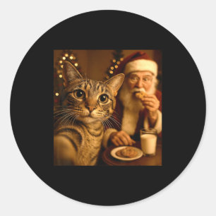 Lustiger Weihnachtskatzen-Selfie-Meme mit dem Weih Runder Aufkleber