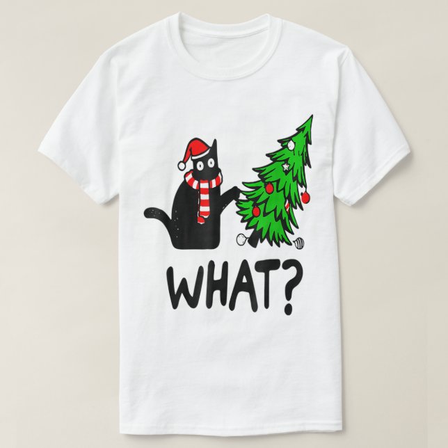Lustiger Weihnachtskatzenbaum-Design T-Shirt (Design vorne)