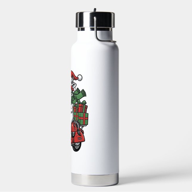 Lustiger Weihnachtskuh-Fahr-Roller im Vintage-Desi Trinkflasche (Links)