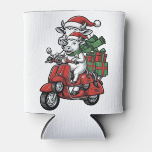 Lustiger Weihnachtskuh-Fahrrad Vintage-Design_ Dosenkühler