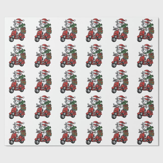 Lustiger Weihnachtskuh-Fahrrad Vintage-Design_ Geschenkpapier (Flach)