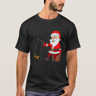 Lustiger Weihnachtsmann-Angeln-Weihnachtsfisch-Wit T-Shirt
