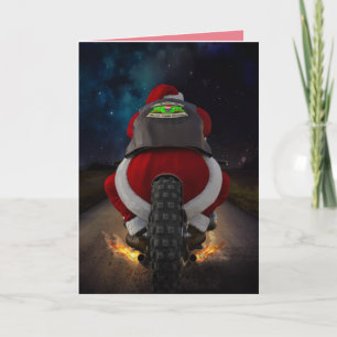 LUSTIGER WEIHNACHTSMANN AUF MOTORRAD WEIHNACHTSKAR KARTE
