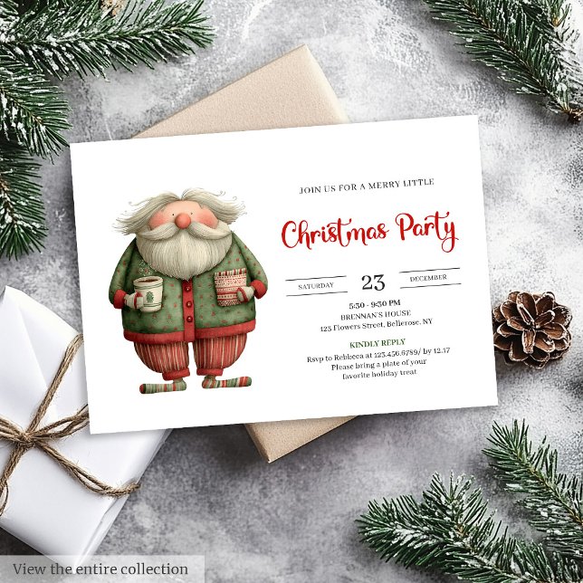 Lustiger Weihnachtsmann bearbeitbare Bürofeier  Einladung (Funny Santa Claus Editable Office Celebration Invite

)