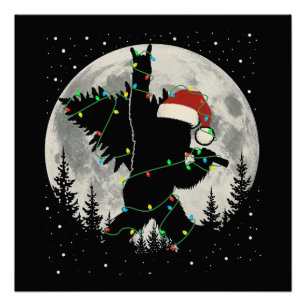 Lustiger Weihnachtsmann Bigfoot Rock On Weihnachts Poster