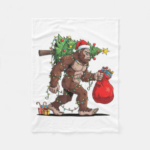 Lustiger Weihnachtsmann Bigfoot Weihnachtsbaum Lic Fleecedecke