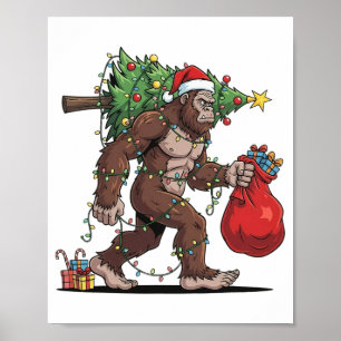 Lustiger Weihnachtsmann Bigfoot Weihnachtsbaum Lic Poster