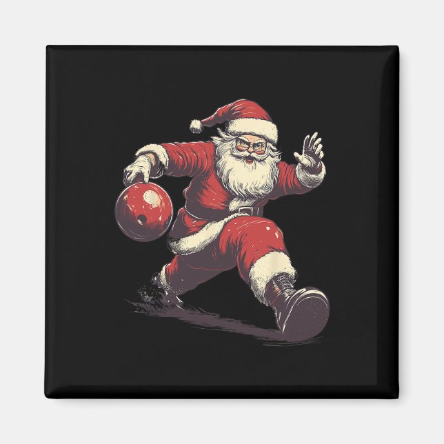 Lustiger Weihnachtsmann Bowler Bowling Spieler Wei Magnet (Vorne)
