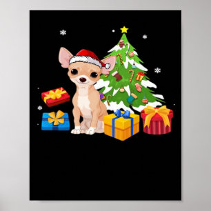 Lustiger Weihnachtsmann Chihuahua Hund Weihnachtsb Poster