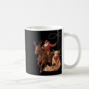 Lustiger Weihnachtsmann Cowboy Rodeo Rentiere West Kaffeetasse