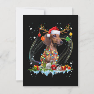 Lustiger Weihnachtsmann-Dachshund-Rentier-Licht We Mitteilungskarte