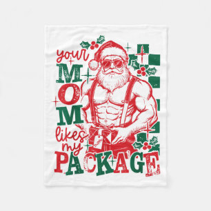 Lustiger Weihnachtsmann Deine Mutter mag mein Pake Fleecedecke
