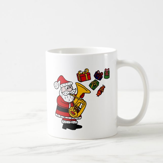 Lustiger Weihnachtsmann, der Tuba-Weihnachtskunst Kaffeetasse (Rechts)