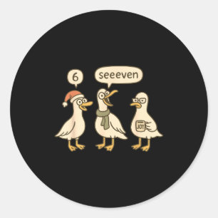 Lustiger Weihnachtsmann Dummer Gans 6 7 Weihnachts Runder Aufkleber