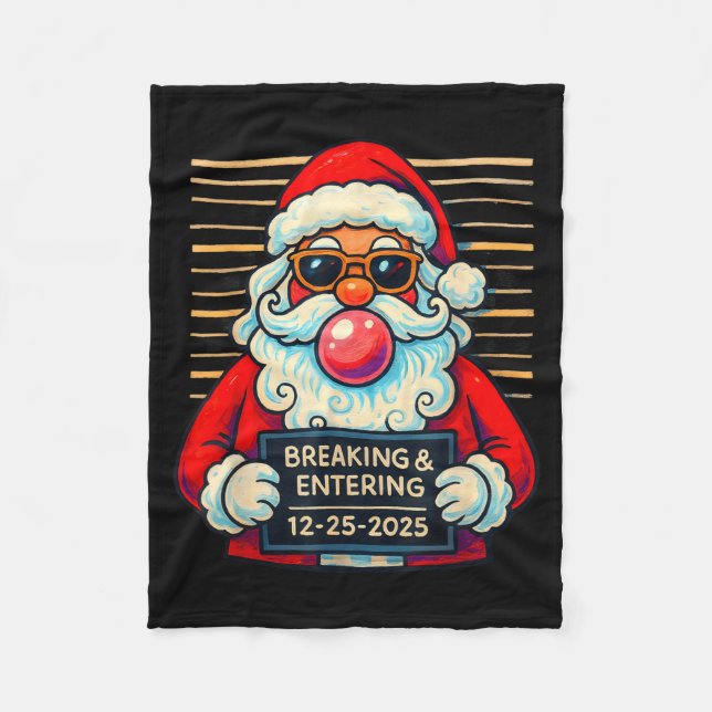 Lustiger Weihnachtsmann Einbruch Weihnachten  Fleecedecke (Vorderseite)