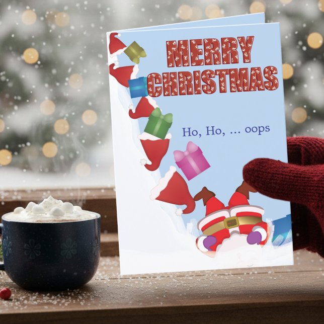 Lustiger Weihnachtsmann fällt Weihnachten gefaltet (If you love humor, this Santa fail card is it cute, funny, and still totally Christmasy.)