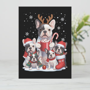 Lustiger Weihnachtsmann Französische Bulldogge Hun Feiertagskarte
