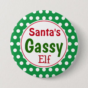 Lustiger Weihnachtsmann-Gas-Elf-Weihnachten-Knopf- Button