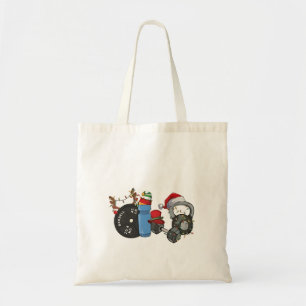 Lustiger Weihnachtsmann Gewichtheben Hanteln Fitne Tragetasche