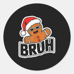 Lustiger Weihnachtsmann-Gingerbread-Man-Teenager-J Runder Aufkleber
