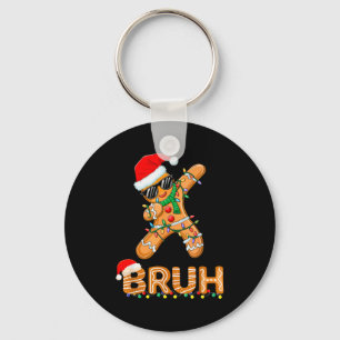 Lustiger Weihnachtsmann-Gingerbread-Mann-Teenager- Schlüsselanhänger