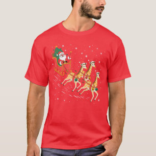Lustiger Weihnachtsmann-Giraffen-Schlitten fliegt T-Shirt