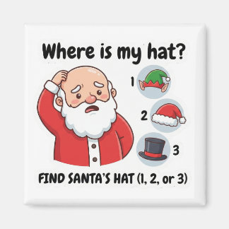 Lustiger Weihnachtsmann hat Hut verloren - passend Magnet