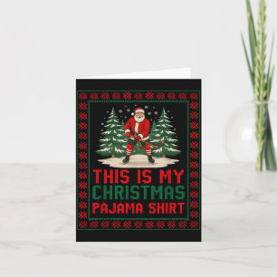 Lustiger Weihnachtsmann Hockey Fan hässlicher Pull Karte