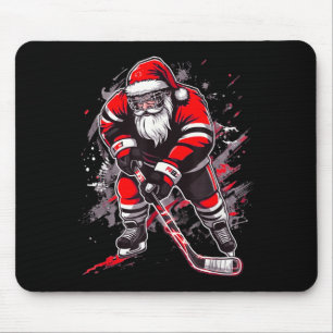Lustiger Weihnachtsmann Hockey Weihnachten Retro W Mousepad