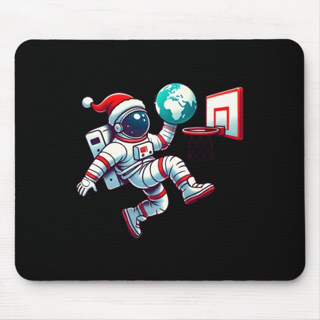 Lustiger Weihnachtsmann-Hut Astronaut Dunking Erde Mousepad (Vorne)