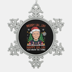 Lustiger Weihnachtsmann Joe Biden Frohe Uh Uh Weih Schneeflocken Zinn-Ornament