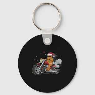 Lustiger Weihnachtsmann Lebkuchen Biker auf einem Schlüsselanhänger