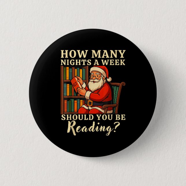Lustiger Weihnachtsmann liest 67 Meme T-Shirt Weih Button (Vorderseite)